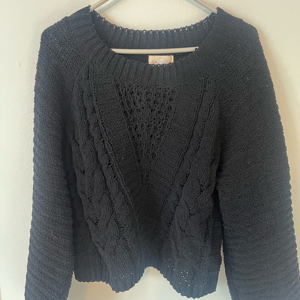 Cute Black Cable Knit Sweater